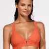 Maryan Mehlhorn Honesty Banded Bikini Top - Flame Online