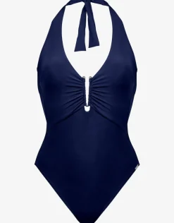 Maryan Mehlhorn Honesty Halter Swimsuit - Navy Blue New
