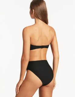 Sea Level Honeycomb U Bar Bandeau Bikini Top - Black Fashion