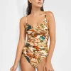 Maryan Mehlhorn Hypnotic Ruched Underwired Swimsuit - Sepia Leaves Best
