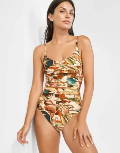 Maryan Mehlhorn Hypnotic Ruched Underwired Swimsuit - Sepia Leaves Best