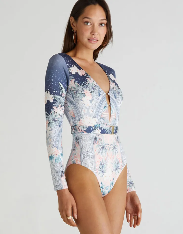 Aqua Blu Indianic Alexandra One Piece Swimsuit - Floral New