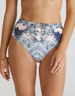 Aqua Blu Indianic Marilyn High Waist Bikini Pant - Floral Sale