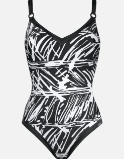 Charmline Ink Art Underwired Swimsuit - Black and White Sale