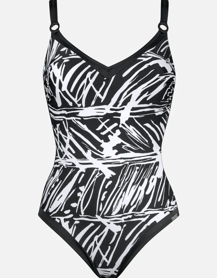 Charmline Ink Art Underwired Swimsuit - Black and White Sale