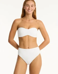 Sea Level Interlace Retro High Waist Bikini Pant - White Sale