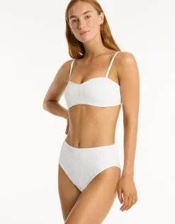 Sea Level Interlace Retro High Waist Bikini Pant - White Sale