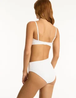 Sea Level Interlace Retro High Waist Bikini Pant - White Sale