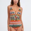 Nuria Ferrer Ipanema Tie Front Swimsuit - Pink Multi Best