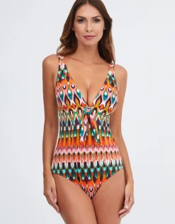 Nuria Ferrer Ipanema Tie Front Swimsuit - Pink Multi Best