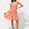 Watercult Island Nostalgia Mini Dress - Ocean Coral Hot