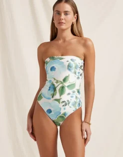 Peony Isles Bandeau Swimsuit - Watercolour Outlet