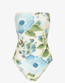 Peony Isles Bandeau Swimsuit - Watercolour Outlet