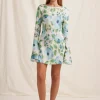 Peony Isles Memento Long Sleeve Mini Dress - Watercolour Best