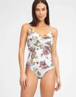 Nuria Ferrer Jasmine Shaped Neck Swimsuit - White Floral Fashion