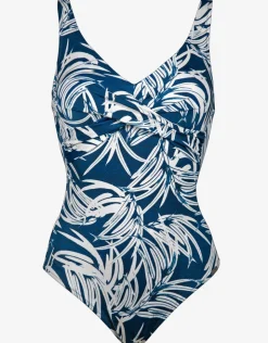 Charmline Jean Breeze Twist Front Swimsuit - Denim White Fashion