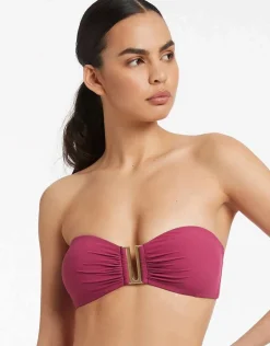 Jets et U Trim Bandeau Bikini Top - Orchid New