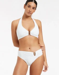 Jets et U Trim Mid Bikini Pant - White Fashion