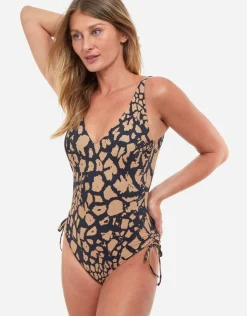 Gottex Jungle Queen V Neck Swimsuit - Brown/Black Online