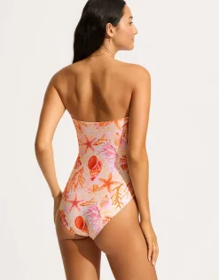 Seafolly La Mer Twist Bandeau Swimsuit - White Best