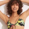 Seafolly Lemoncello Drawstring Bralette Bikini Top - Black New