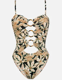 Watercult Les Cotes Ring Front Swimsuit - Black Sepia Online