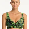 Sea Level Lotus Cross Front Multi-fit Bikini Top - Black Online