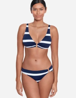 Lauren Ralph Lauren Mariner Stripe Ring OTS Bikini Top - Navy and White Clearance