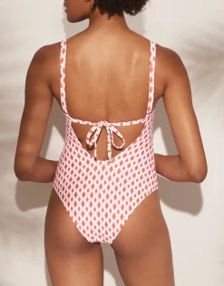 Heidi Klein Marrakesh Tie Back One Piece Swimsuit - Red/White Fashion