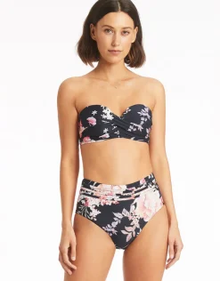 Sea Level Martini Twist Bandeau Bikini Top - Black Outlet