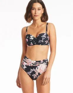 Sea Level Martini Twist Bandeau Bikini Top - Black Outlet