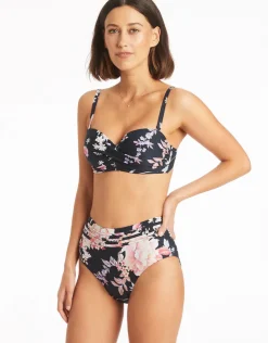 Sea Level Martini Twist Bandeau Bikini Top - Black Outlet