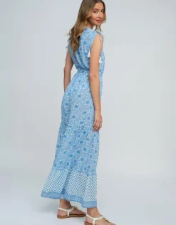 Pia Rossini Maya Maxi Dress - Blue and White Best