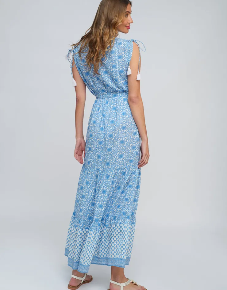 Pia Rossini Maya Maxi Dress - Blue and White Best