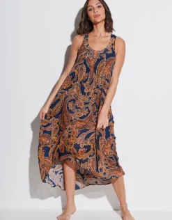 Maryan Mehlhorn Memory Maxi Dress - Sunset Navy Hot