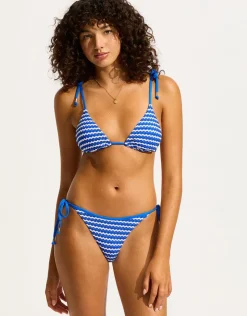 Seafolly Mesh Effect Slide Tri Bikini Top - Azure Sale