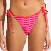Seafolly Mesh Effect Tie Side Rio Bikini Pant - Chilli Red Clearance