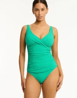 Sea Level Messina Cross Front Multi-fit Tankini Top - Evergreen Fashion