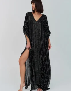 Pitusa Metallic Weave Thobe - Black New