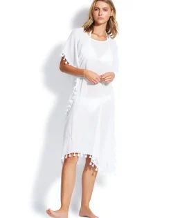 Seafolly Midi Amnesia Kaftan - White Clearance