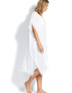 Seafolly Midi Amnesia Kaftan - White Clearance