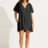 Seafolly Mini Babydoll Beach Dress - Black Fashion