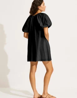 Seafolly Mini Babydoll Beach Dress - Black Fashion