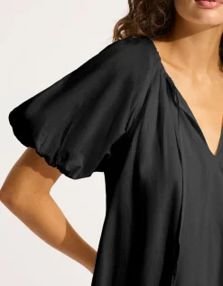 Seafolly Mini Babydoll Beach Dress - Black Fashion
