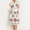Greek Archaic Kori Mini Peacocks Wrap Midi Dress - White and Purple Online