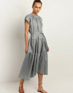 Greek Archaic Kori Minimal Midi Dress - Grey Online