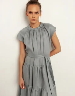 Greek Archaic Kori Minimal Midi Dress - Grey Online