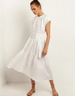 Greek Archaic Kori Minimal Midi Dress - White Hot