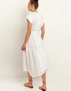 Greek Archaic Kori Minimal Midi Dress - White Hot