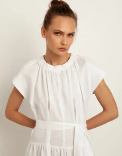 Greek Archaic Kori Minimal Midi Dress - White Hot
